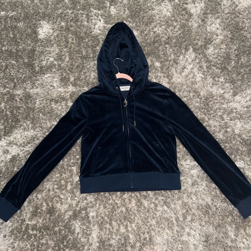 Juicy Couture Navy Blue Velvet Hoodie